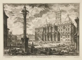 Vue de la Basilique de Sta. Maria Maggiore avec ses deux ailes latérales, des Vedute di Roma