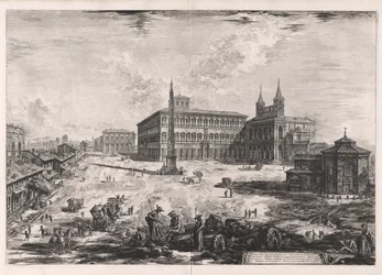 Vue de la place et de la basilique de San Giovanni in Laterano, de Vedute di Roma (Vues de Rome)