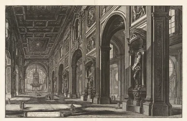 Vue intérieure de la Basilique de S. Giovanni Laterano, de Vedute di Roma