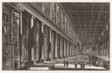 Vue intérieure de la basilique Sainte-Marie-Majeure, de Vedute di Roma (Vues de Rome)