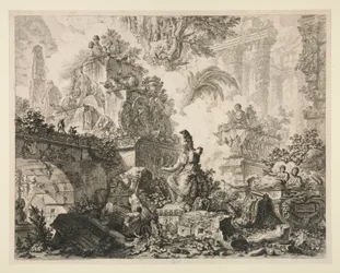Vedute di Roma : Frontispice avec statue de Minerve