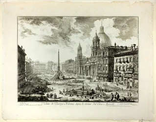 Vue de la Piazza Navona au-dessus des ruines du Cirque de Domitien, des Vues de Rome