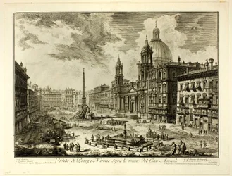 Vue de la Piazza Navona au-dessus des ruines du Cirque de Domitien, d