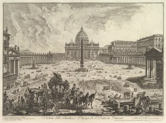 Vue de la basilique Saint-Pierre et de la place au Vatican, de Vedute di Roma, vers 1748