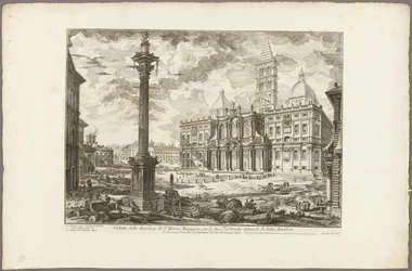 Vue de la basilique de S. Maria Maggiore avec ses deux ailes latérales, des Vues de Rome