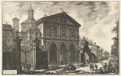 Vue de la basilique San Sebastiano fuori delle mura [Saint-Sébastien-hors-les-Murs] sur la voie Appienne, tirée de Vedute di Roma (Vues de Rome)