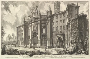 Vue de la façade de la basilique de S. Croce in Gerusalemme [la Sainte-Croix de Jérusalem], vers 1750