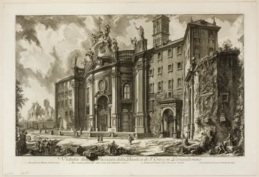 Vue de la façade de la basilique de S. Croce in Gerusalemme, des Vues de Rome