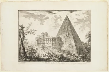 Vue du tombeau pyramidal de Cestius, de Vues de Rome