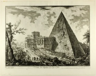 Vue du tombeau pyramidal de Cestius, de Vues de Rome