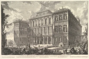 Vue du palais de la famille illustre Barberini sur la colline du Quirinal