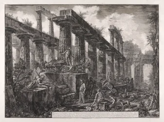 Vue des restes de la celle du Temple de Neptune, de Différentes vues