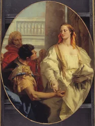 Latinus offrant sa fille Lavinia à Énée en mariage