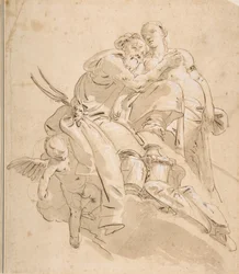 Divinité marine avec figure féminine assistante, ca. 1716-1770