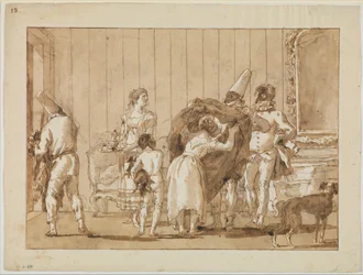 Punchinello comme couturier, vers 1800