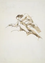 Figure masculine allongée vue d