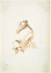 Figure féminine debout vue de dos et d