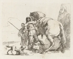 Le cavalier debout près de son cheval, de Vari capricci
