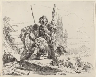Trois soldats et un jeune homme