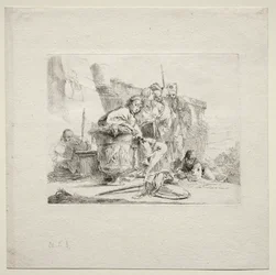 Divers caprices : Le jeune homme assis, appuyé contre une urne, 1785