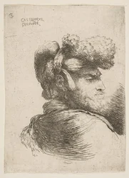 Homme de profil tourné à droite, portant un chapeau de fourrure, de la série des petites têtes, vers 1645-1650