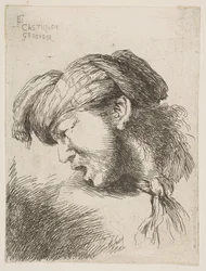 Homme portant un turban, une cravate attachée autour du cou, face à gauche, de la série de..., 1645-1650