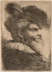 Homme à la Longue Barbe et Coiffure, Face à Droite