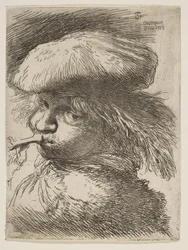 Jeune homme avec une trompette tourné vers la gauche, de la série des Petites Têtes en Oriental, vers 1645-1650