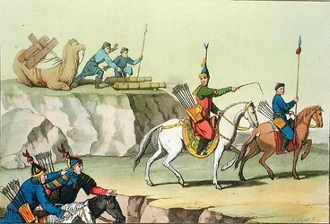 Une troupe de soldats en marche, illustration de 