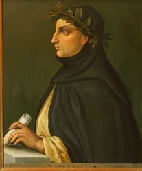 Giovanni Boccaccio, poète de la Renaissance (peinture sur bois)