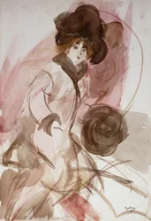 Une dame élégante avec un manchon, c.1910-12