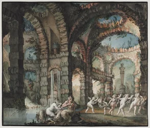 Famille de satyres avec chérubins dansants