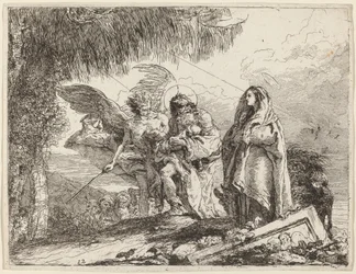 La fuite, Sainte Famille marchant avec un ange
