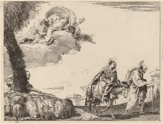 La fuite avec la Sainte Famille à droite