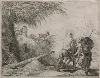 La Sainte Famille sur un chemin rocheux, de la série Idee pittoresche sulla fuga in Egitto