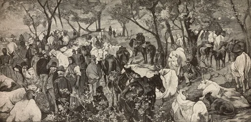 Marché dans les Apennins toscans, gravure d