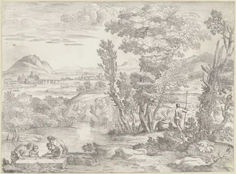 Paysage avec quatre joueurs de dés