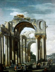 Caprice de ruines classiques avec personnages