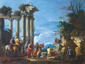 Une ruine de temple avec Pythagore émergeant des Enfers, seconde moitié du XVIIe siècle