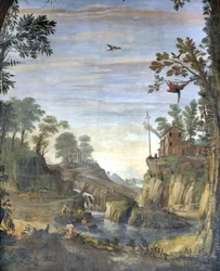 Paysage et baigneurs