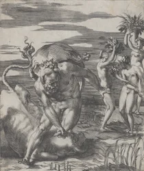Hercule vainquant le dieu fleuve Achéloos sous la forme d