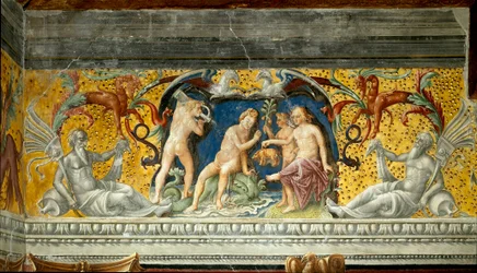 Une divinité marine se voit offrir un petit sanglier (détail)
