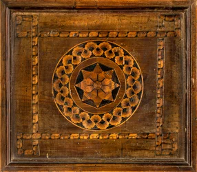 Chœur canonial en bois, Incrusté par Giovanni Maria Platina 1484, Stalle inférieure