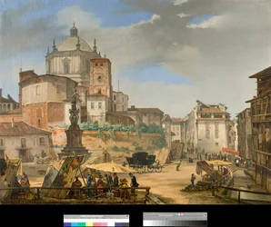 Vue de la piazza della Vetra à Milan, Italie
