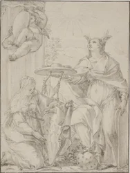 Allégorie avec deux figures féminines, l