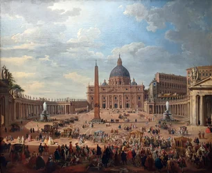 Chevauchée du duc de Choiseul (1719-1785) sur la place Saint-Pierre à Rome