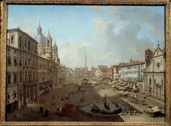 Piazza Navona à Rome (Piazza Navona, Rome). Peinture de Giovanni Paolo Pannini (Panini) (1691-1765)