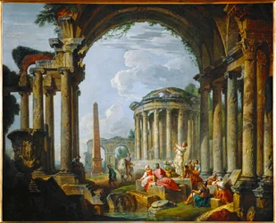 Predication dans des ruines antiques (painting on canvas)