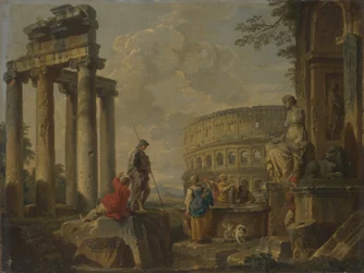 Le Colisée parmi les ruines romaines, vers 1730