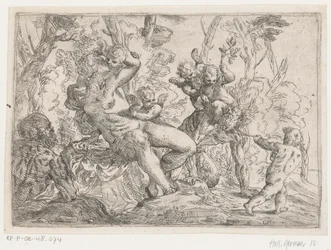 Un satyre capturé par des putti et Vénus